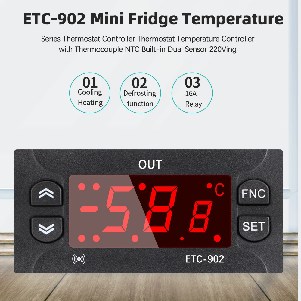 Hőmérséklet szabályozó Digital AC-110V, 220V Termosztát Hőmérséklet-szabályozó Hűtő Szabályozó Termosztát V-Érzékelő