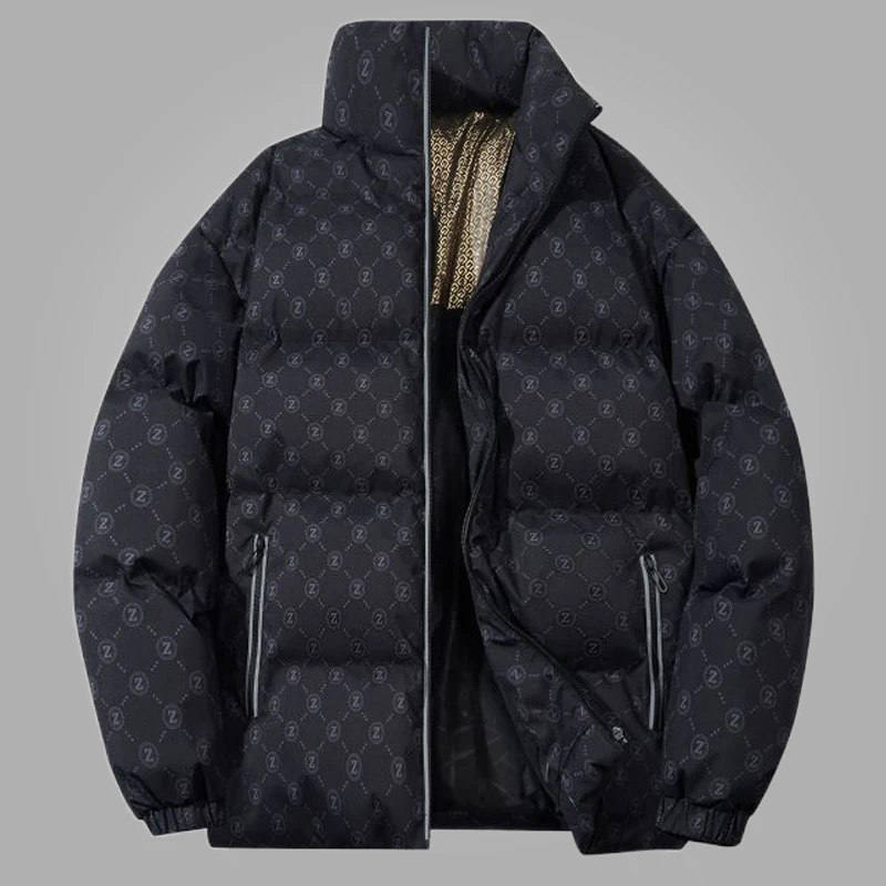 2023 Új Téli Kabát Férfi Koreai Kis Levelet Állni Gallér Kabátok Megvastagodott Meleg Divat Külföldi Stílus Kabát Szélfogó Outwear
