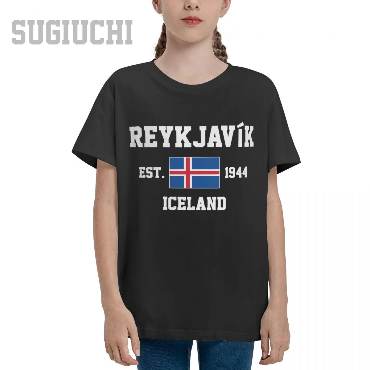 Unisex Ifjúsági Fiú/Lány Izland EST.1944 Reykjavik Tőke póló Gyerekek tshirt póló, 100% Pamut Póló o-nyak rövid Gyermekek