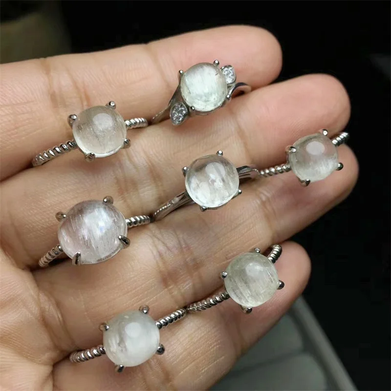 S925 Természetes Kunzite Gyűrűk Dimenzió Trendi Ujját Amulett Ékszer, Drágakő, Női Divat Gyógyító Fél Ajándék 1DB