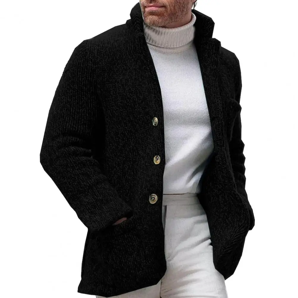 Egysoros Férfi Pulóver Kabát Vintage egysoros Zakó Kabát, Hosszú Ujjú Zsebbel chaquetas hombre