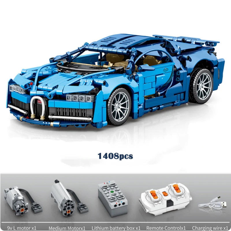 1408pcs Kék Power Szuperautó Közgyűlés építőelem-Modell Verseny Felnőtt Gyermekek Oktatási Játék, Ajándék